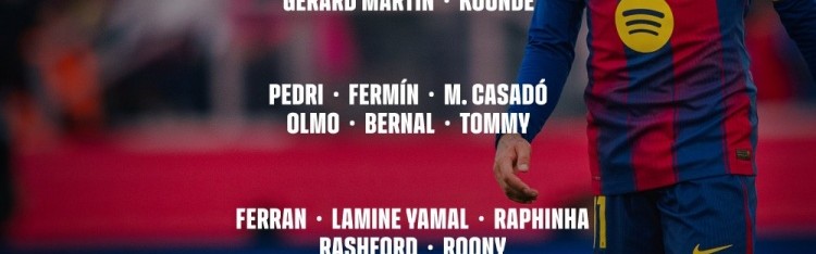 2026世界杯官方app下载-巴萨国王杯名单：亚马尔、奥尔莫、拉菲尼亚在列，莱万因伤缺席
